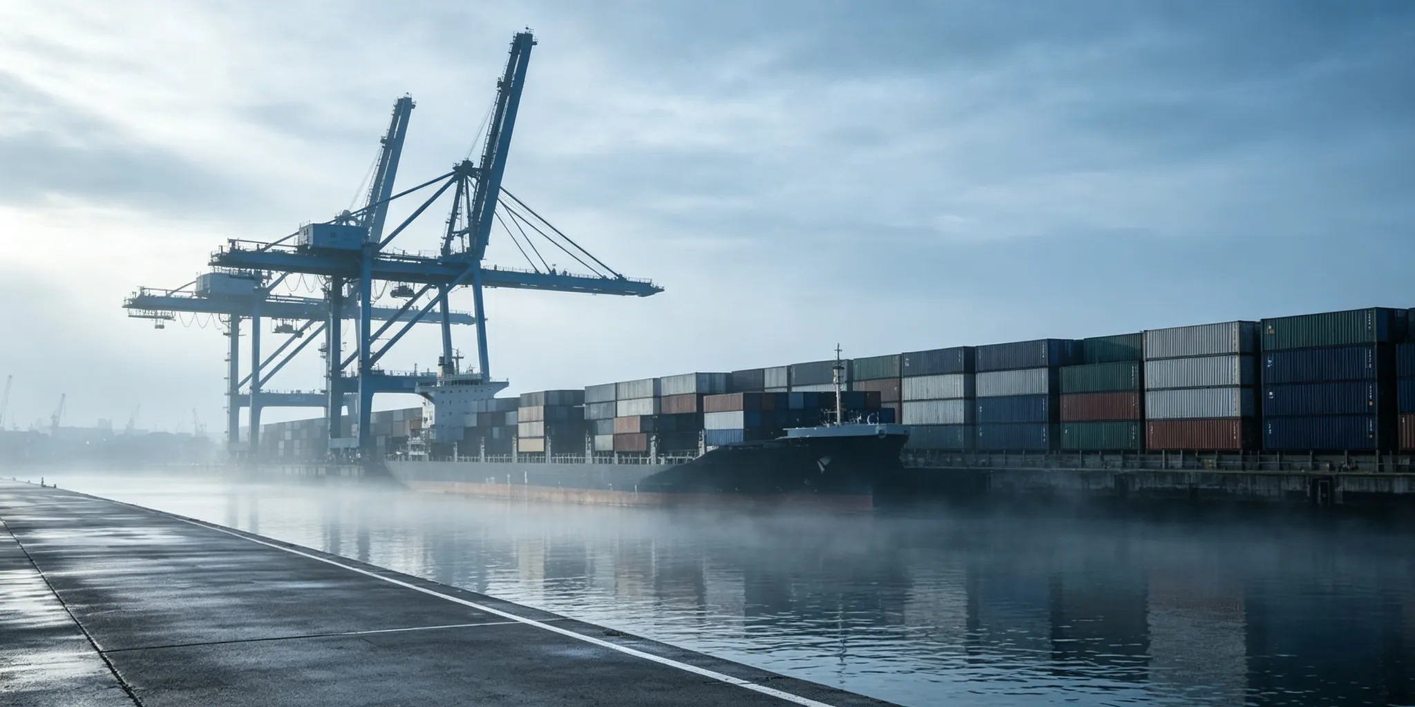 Container terminal and gantry cranes at a European hub port